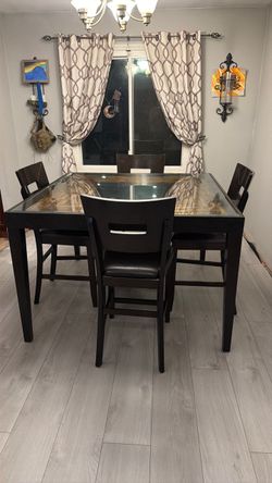 Dining table with six chairs