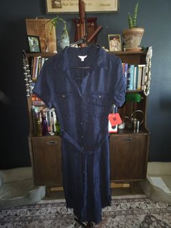 Teddi Rose Button Down Dress Navy Med