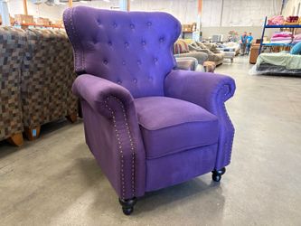 Modern Purple Push Back Recliner with Nailhead Trim