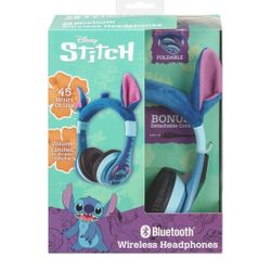 Disney Stitch Bluetooth Headphones, Wireless Headphones with Microphone Includes Aux Cord, Volume Reduced Kids Foldable Earphones for School, Home,