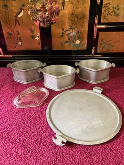 LOT of 4 Vintage Guardian Service Cast Aluminum pieces & 1 Glass Top