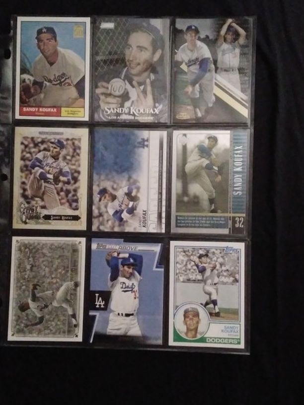 (9) Different SANDY KOUFAX Baseball Card Lot Los Angeles Dodgers