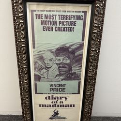 Vintage 1963 Diary Of A Madman Movie Poster With Frame