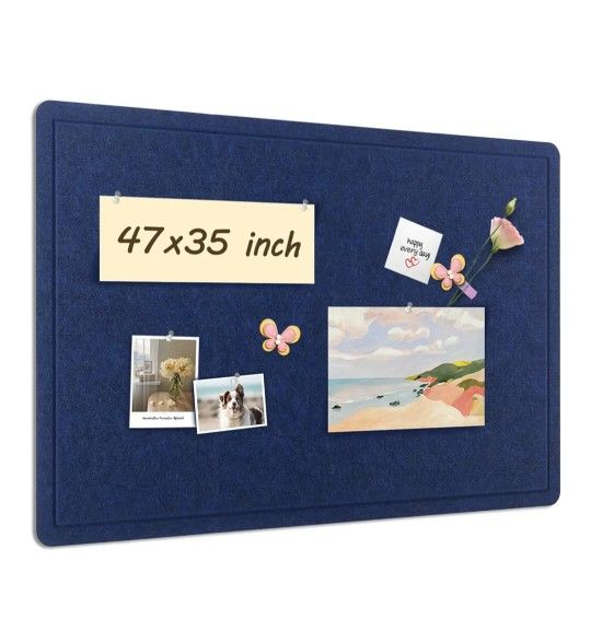 Large Bulletin Board with Felt, 48 x 36 inches Self-Adhesive Pin Board, Alternative Cork Board for Wall,