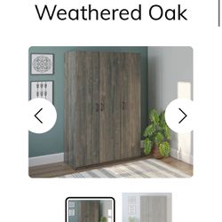 Reg $365  asking $150 Rodeo Weathered Oak 3-Door Wardrobe By Ameriwood