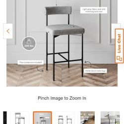 Dahlia 26 in. Mid-Century Modern Black Metal Counter Height Bar Stool with Back, and Light Gray Fabric Seat Cushions