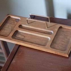 1970's-Chic Walnut and Brass Dresser Caddy 