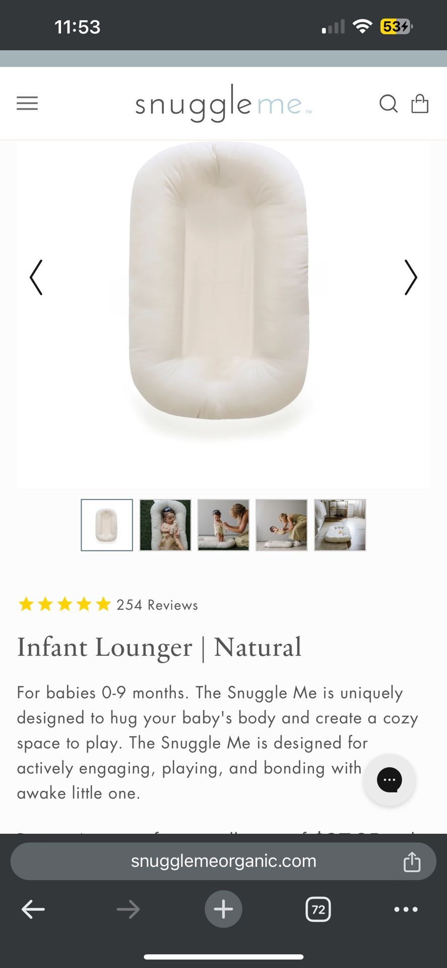 Snuggle Me  organic infant  lounger 