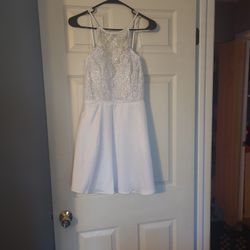 High Neck White Dress 