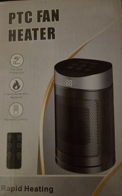 Small Portable Electric Heaters for Indoor Use with Thermostat and Remote,12H Timer, 5 Mode, 1500W PTC Ceramic Fast Safety Heat for Home Office Bedroo