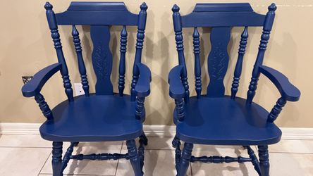 2 Blue / Navy Wooden Chairs