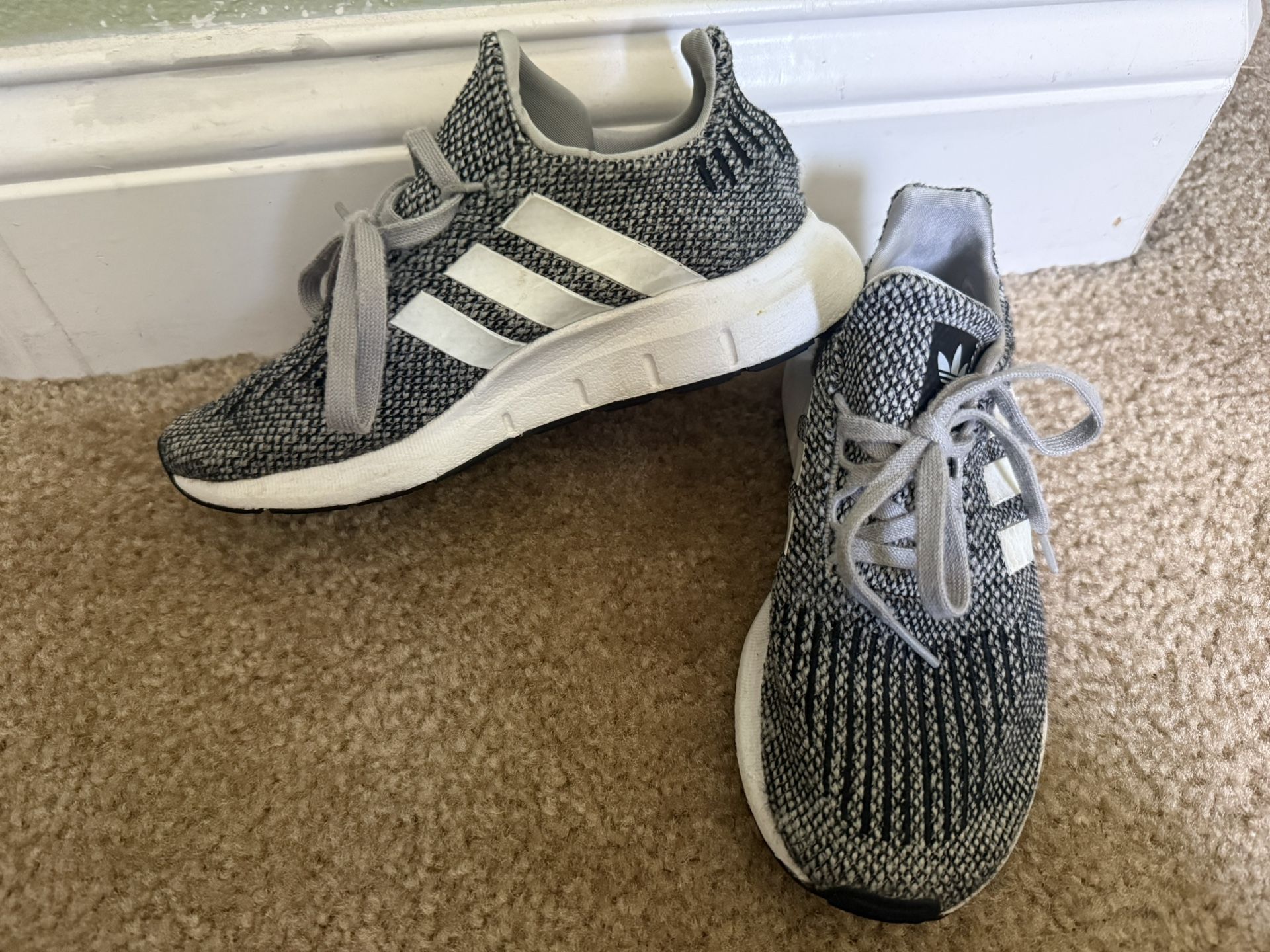 Boys Little Kid Adidas Sneakers Shoes Black White Gray Size 1