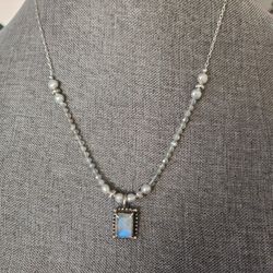 SS Moonstone Labradorite & Gray Pearl Necklace