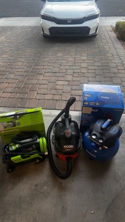 Car detailing bundle includes air compressor, pressure washer, shop vac