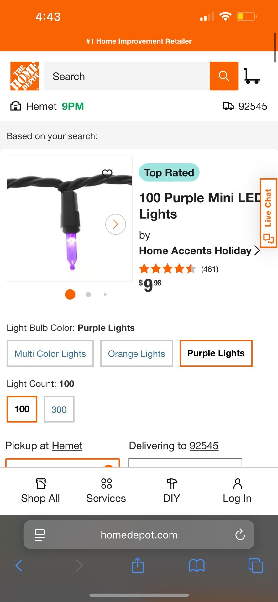 Halloween Purple Mini LED Lights 100 Cnt