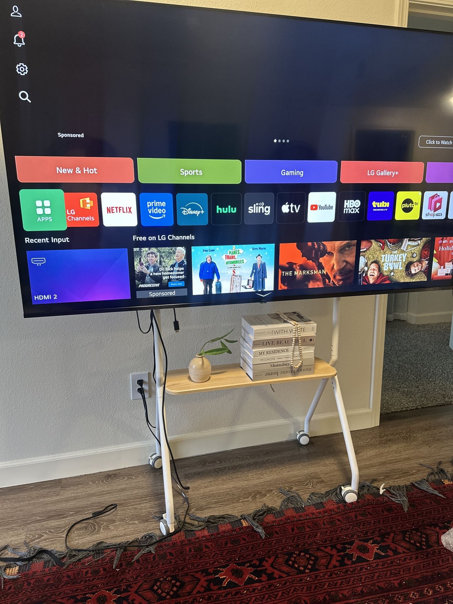 Easel Rolling TV Stand for 49-80 Inch TV