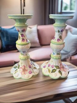 Vintage Hand painted Candle holder  “Evelyn Collection” by  Tracy Porter