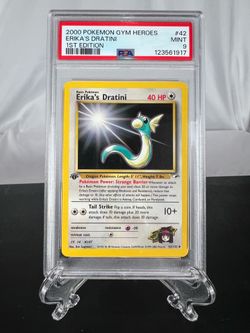 1st Edition PSA MINT 9 Erika's Dratini #42 Gym Heroes FRESH SLAB!!
