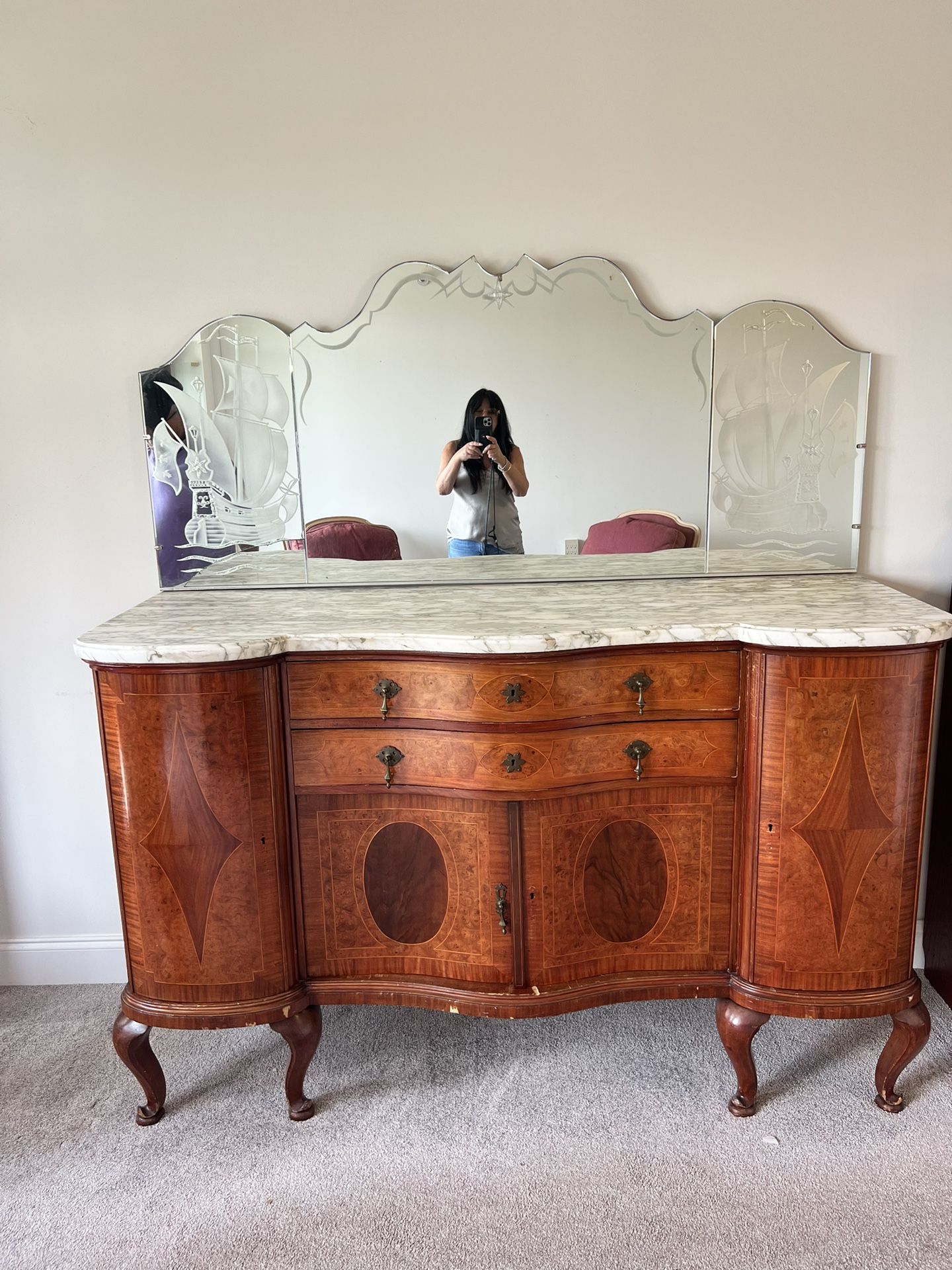 French Style Mahogany Buffet