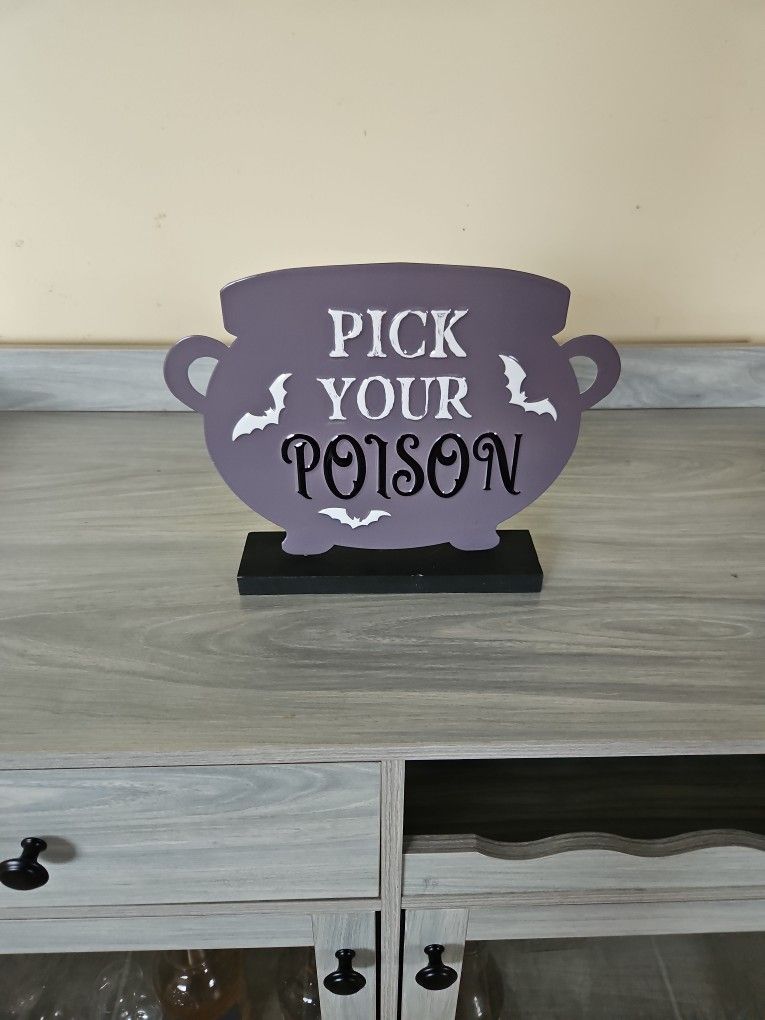 Metal Pick Your Poison Sign