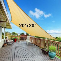 (NEW) $65 Square 20x20ft Sun Shade Sail Outdoor Top Cover 95% UV Block 185gsm w/ Ropes