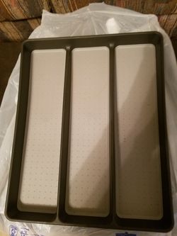 Utensil Orgnizer. 16 in Long x 12 3/4 in Wide x 1 3/4 in High. Brand New. Never Used. Won't fit in my kitchen drawer