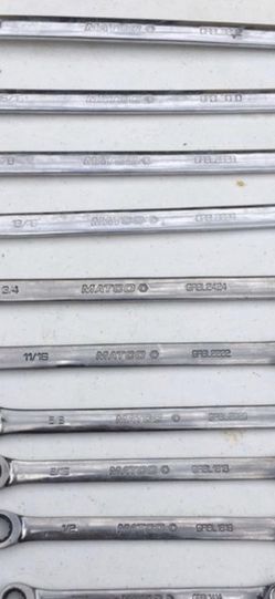 Matco 12 point SAE 11 piece Ratcheting wrench set