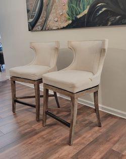 Set of 2 Upholstered Swivel Counter Stools