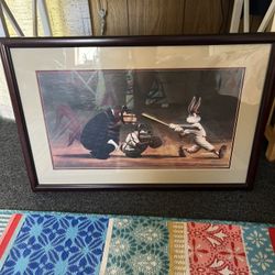 Large Looney Tunes Framed Print Baseball Themed