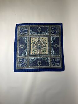 Blue patterned square scarf