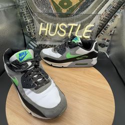 Nike Air Max 90 (GS) White Neo Lime Medium Grey Black Youth Sz 6.5Y