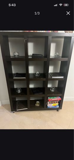 Wooden Bookshelf/display Case On Wheels