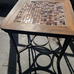 Two Side Tables and a Coffee Table Gorgeous Coppery Tiles Wrought Iron Bases