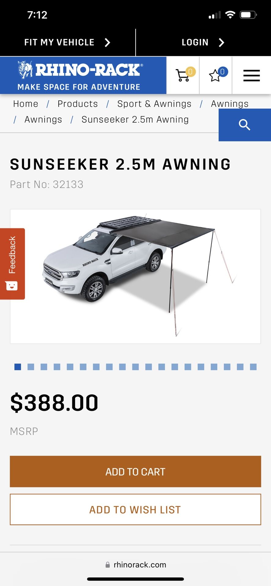 SUNSEEKER 2.5M AWNING