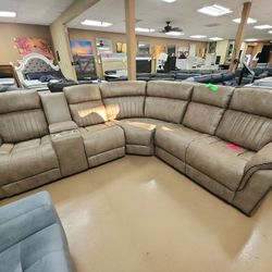 Polished Microfiber Reclining Sectional  No Peel 