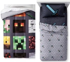 🌟 MINECRAFT TWIN 4-PC COMFORTER & BED SET – Good vs Evil!