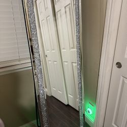 Glam Silver Crystal Full-Length Mirror