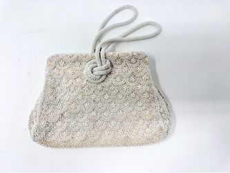 Beautiful White Beaded Gala Bag - Vintage