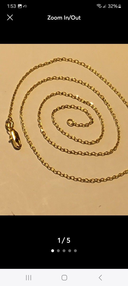 18k Gold Filled Womens Necklace Cable Necklace (20")