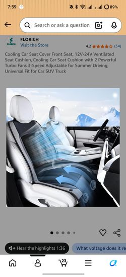 Cooling Car Seat Cover Front Seat, 12V-24V Ventilated Seat Cushion, Cooling Car Seat Cushion with 2 Powerful Turbo Fans 3-Speed Adjustable for Summer 