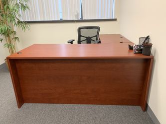 (3) Brown L-Shape Office Desks