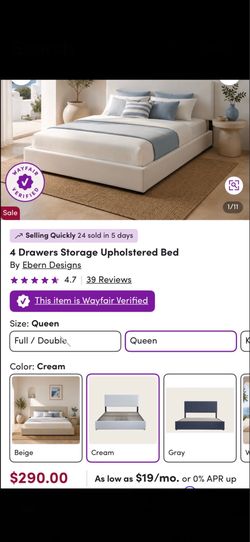 Wayfair Queen Storage Upholstered Bed