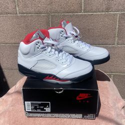 Jordan 5 Fire Red Silver Tongue