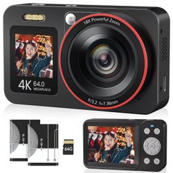 Deatti 1080P Digital Camera | 18X Zoom Compact Point & Shoot Camera with SD Card, Perfect Gift for Teens & Family