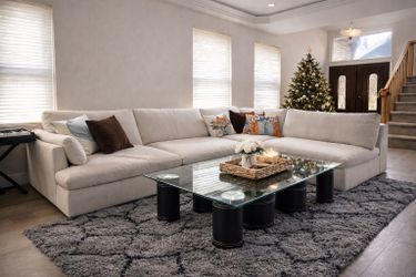 Ashley Furniture Cloud Couch + Glass Coffee Table