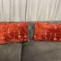 Decorative Red Velvet Accent Pillows – Set of 2 