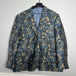 Robert Graham Radford Woven Sport Coat Mens 52R Floral Blue Blazer