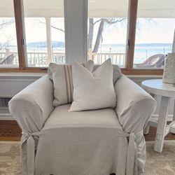 Pottery Barn Comfort Roll Slipcovered Arm Chair