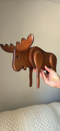 Vintage Wooden Articulated Moose Figurine