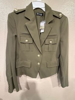 7th Ave Design Studio NYC Sz 12 Army Green Blazer Jacket- NEW